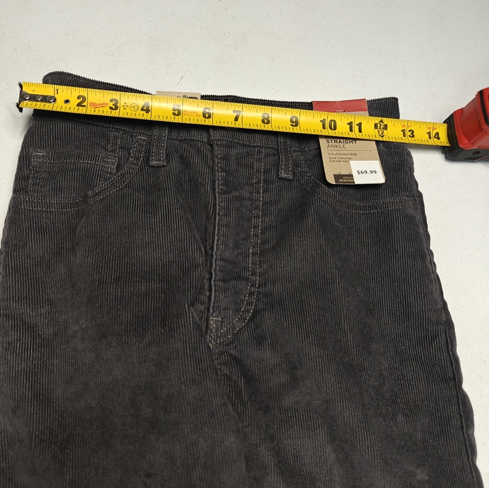 Levis Ribcage Straight Ankle Womens Jeans 24x27 Grey Corduroy Cowgirl - Picture 5 of 7